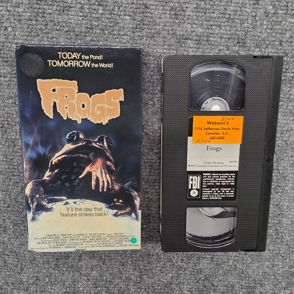 Frogs VHS 1972 Horror Movie Ray Milland Warner Home Video Orion Retro Tape